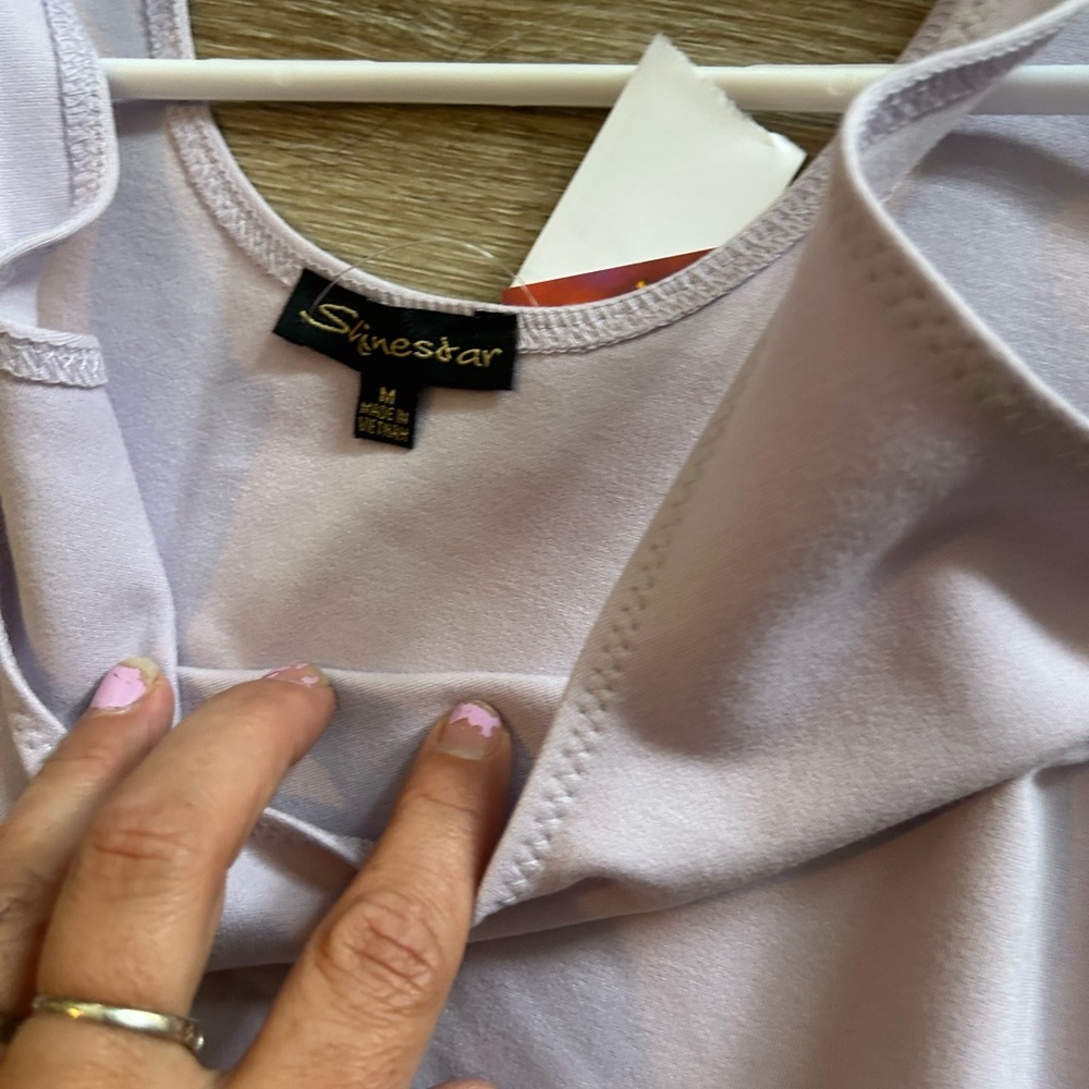 NWT ShineStar Lot of 2 Bodysuits Nude & Lavender Medium - Picture 4 of 11